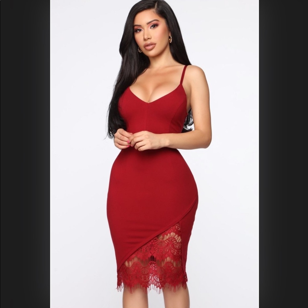 New Fashion Nova Midi Burgundy Dress